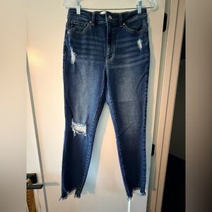 Kancan Ankle Fray Distressed Jeans